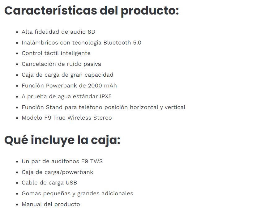 AUDIFONOS F9 TACTILES